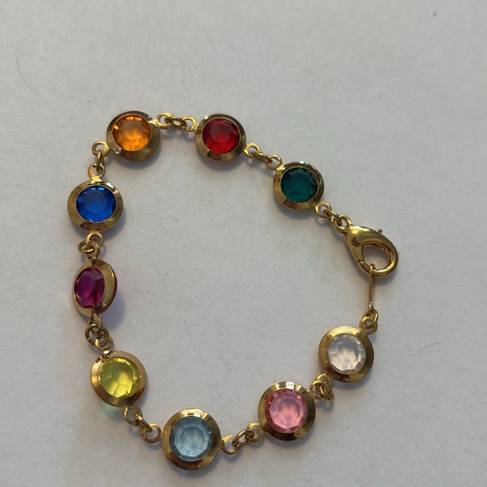 Gorgeous Bezel Set Multi Colored Bezel Bracelet 7” - image 2